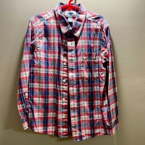 Old Navy button up plaid dress shirt for boy.